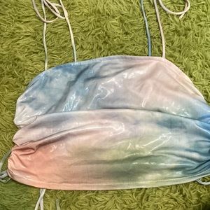 shiny rainbow crop top